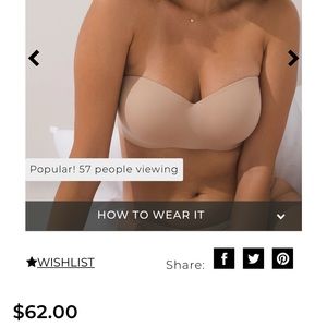 SOMA Enbliss Wireless Stay Put Strapless Bra 34A Warm Amber NEW NEVER WORN